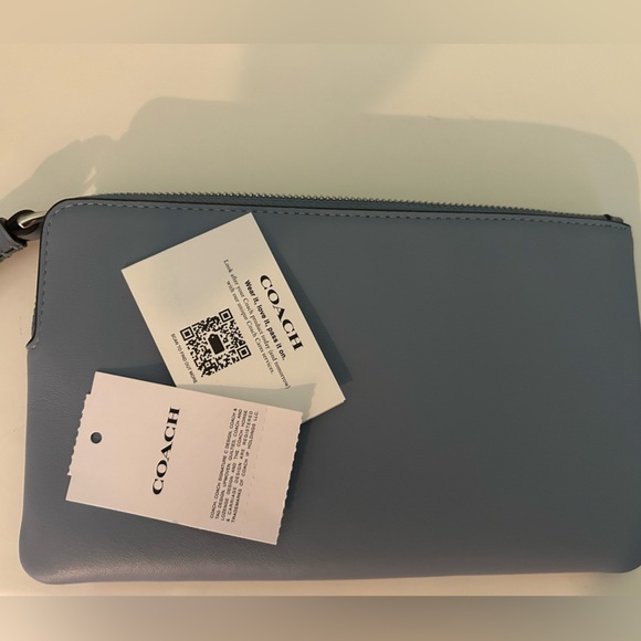 Coach Blue Large Corner Zip Wristlet - Picture 5 of 6